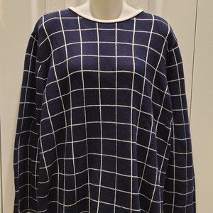 Liz Claiborne Ladies Cotton Navy Blue Block Pattern Sweater sz. L